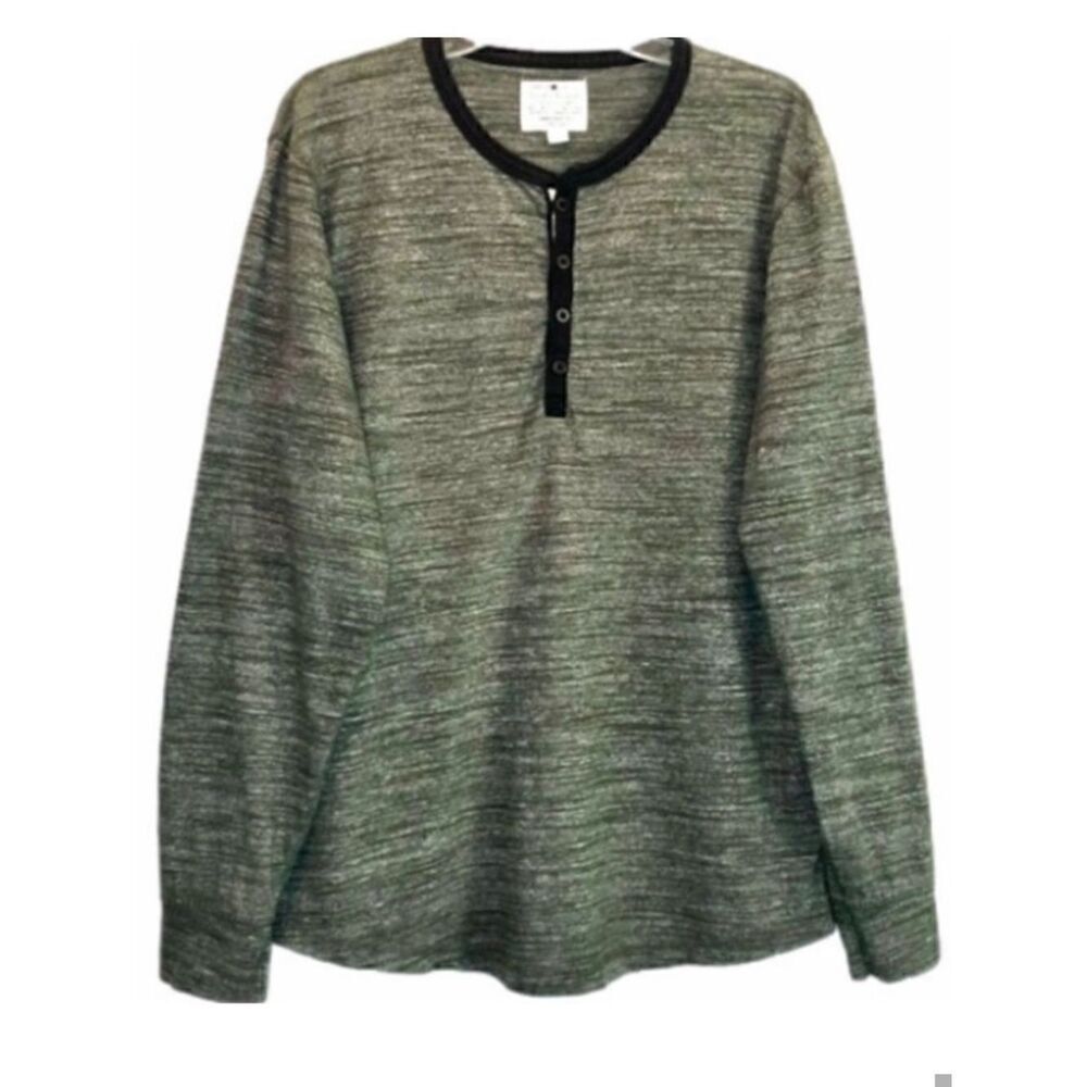 Lucky Brand Henley in Olive Green Heather/Black Men’s Medium